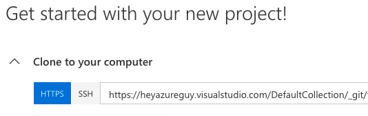 Get the URL to clone the VSTS repo
