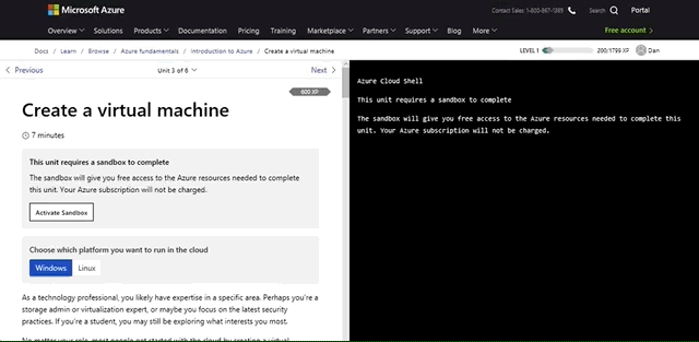 Active the sandbox environment and test with REAL Azure services